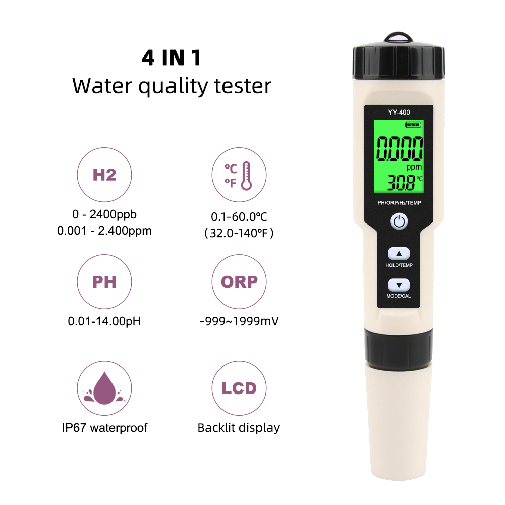 4 in 1 YY-400 PH/ORP/H2&TEM Me - Marine Aquarium Par Meter ulasan dan harga
